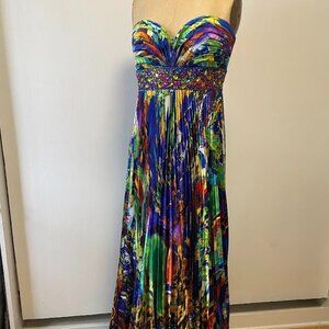 Colorful Night Moves Strapless Gown